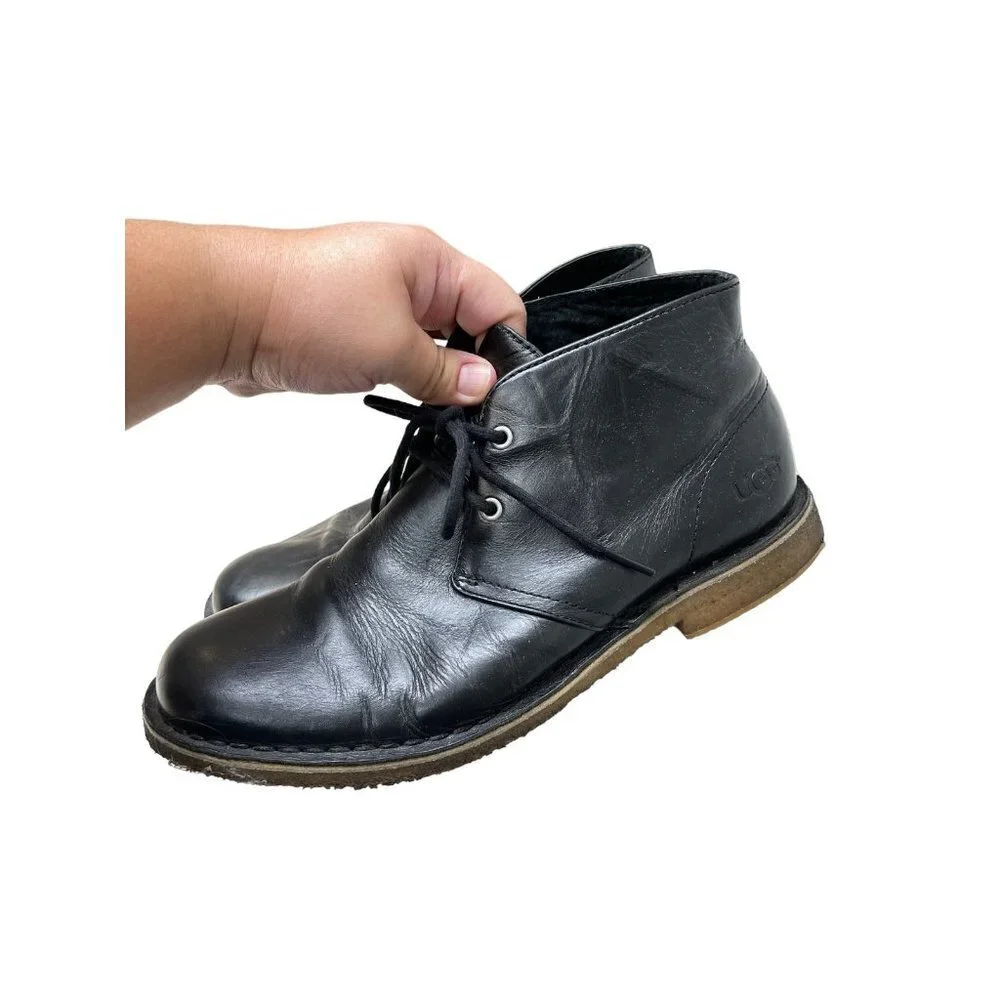 UGG Australia Leighton Chukka Desert Leather Boots Black 3275 Men's Size US 8